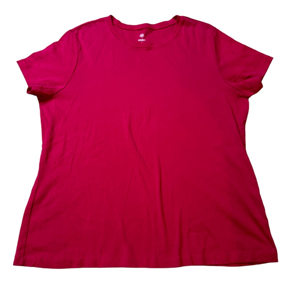 Caslon Nordstrom Hot Pink (Barbie-Pink) Fitted Short Sleeve 100% Cotton T-Shirt